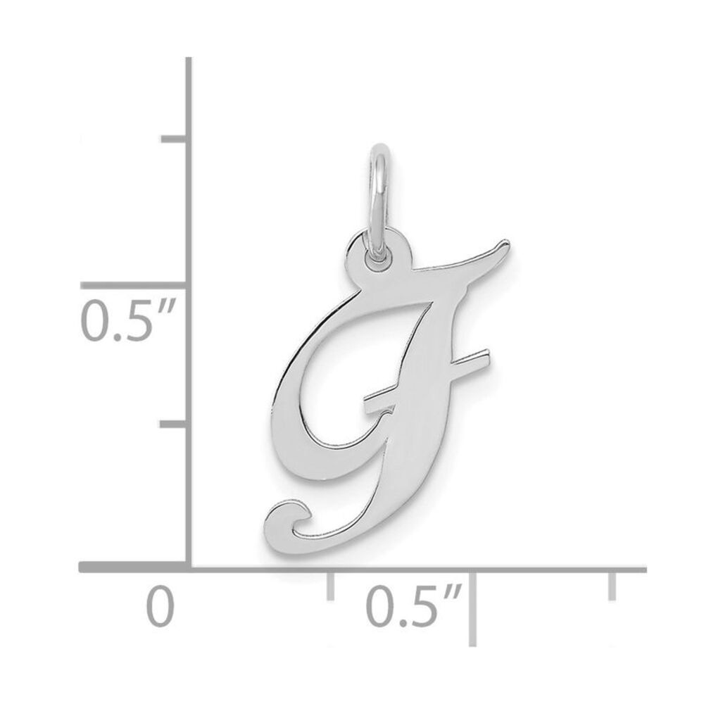 10k White Gold Small Fancy Script Initial F Charm - image 2